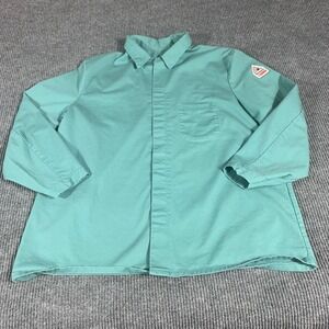 VTG Bulwark Shirt Mens Extra Large Green Button Up FR Cat 2 Workwear‎ Heavy Duty